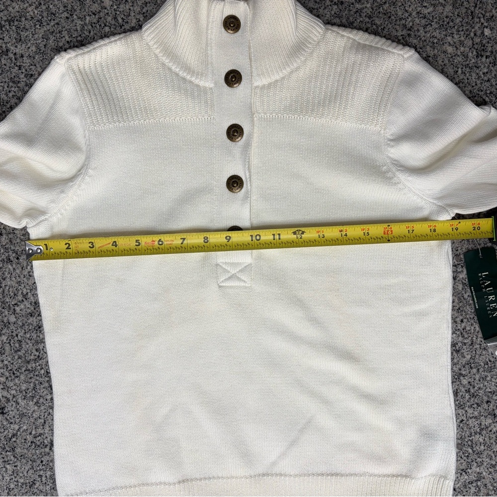 VTG Y2K Lauren Ralph Lauren Ivory Knit Sweater Metal Crest Buttons NWT  L - Picture 16 of 16